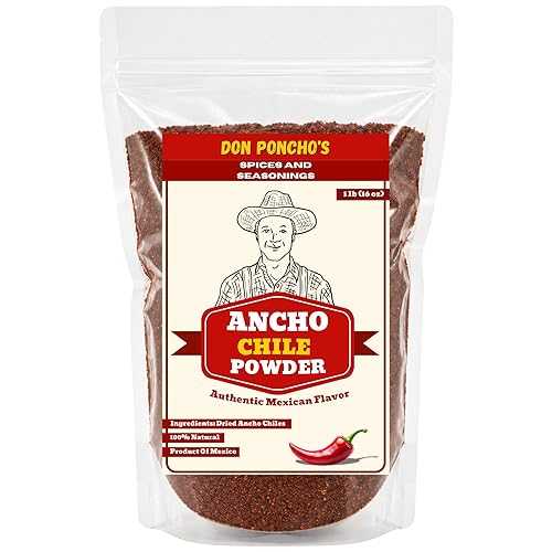 Five Brothers Products Don Ponchos Ancho Chile Powder 1 重量ポンド (16 薬局衡オンス) Authentic Mexican Chile Ancho Molido, Mild Smoky Chili Powder Seasoning for Mole, Enchiladas, Tacos, Salsas y Marinades All Natural Ground Dried Anch