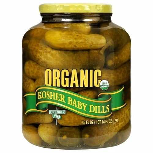 Generic Organic Kosher Baby Dill Pickles Crunchy Whole Cucumbers, Non-GMO, Gluten-Free, Vegan, No Artificial Preservatives, Classic Tangy Flavor, Enjoy perfectly crisp baby dill pickles with a satisfying crunch インチ every