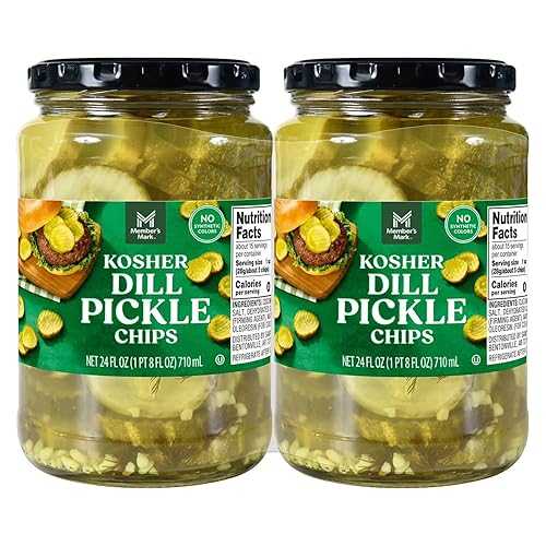 Generic Member Marks Kosher Dill Pickle Chips, 24 fl 薬局衡オンス Jars (2 Pack) Crisp, Tangy Cucumber Slices No Artificial Flavors or High Fructose Corn Syrup Gluten Free \u0026 Non GMO (Total 48 fl 薬局衡オンス)