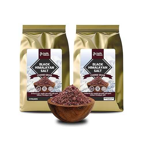Pacific Pelican Iodized Black Himalayan Salt / Coarse Grain, Unrefined, Pure Rock Salt / 2 Pounds / Pack of 2 100% Natural \u0026 Organic for Cooking, Seasoning \u0026 Wellness