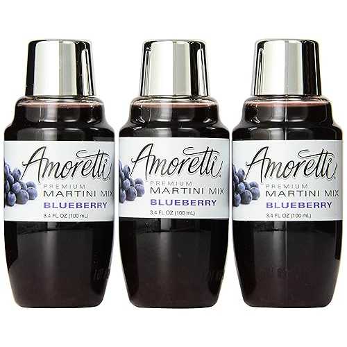 Amoretti Premium Martini Cocktail Mix Minis, Blueberry, 3.4 Fluid Ounce, 3 Counts