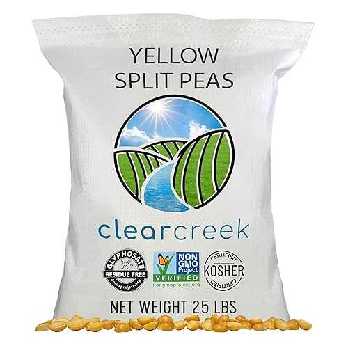 CLEAR CREEK Certified Glyphosate Residue Free Yellow Split Peas / 25 lbs / Non-GMO / Kosher / Vegan