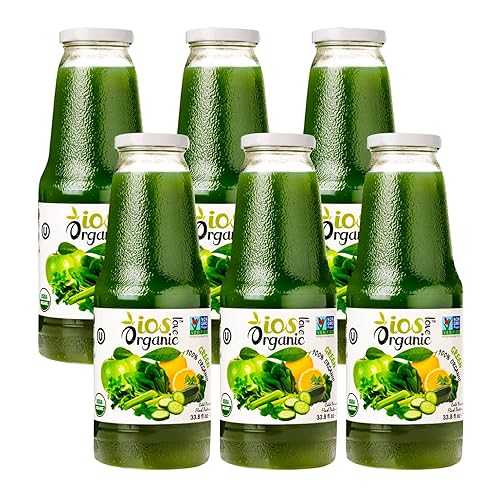 IOS Love Organic Juice - USDA Organic Certified - Cold Pressed, No Added Sugar, No Water, No Artificial Colors, No Preservatives, No Flavors Added, No Gluten - 33.8 Fl Oz (Green, Pack of 6)