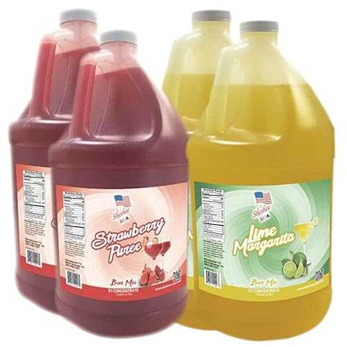 Slushee-USA 2 Flavor Case Margarita Lime and Margarita Strawberry / Case of 4 x 1 Gallons
