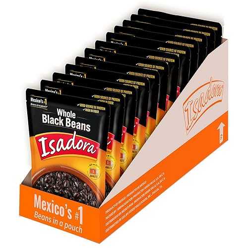 Isadora Whole Black Beans インチ Pouch (Pack of 12), Delicious Black Beans, Microwave Food Premade Meals, Plant Based Protein,16 薬局衡オンス