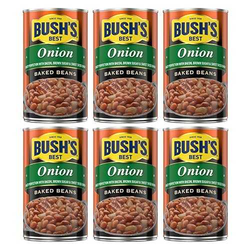Bush\u0027s Best Onion Baked Beans, Gluten and Cholesterol Free, Good Source of Fiber, Low Fat, 7g of Protein and 5g of Fiber per Serving, 28 Ounce (Pack of 6)