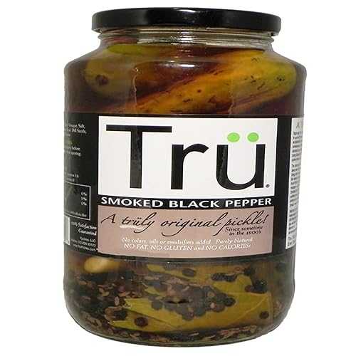 Tru Pickles 6010530 24 薬局衡オンス Smoked Black Pepper Pickles Jar - Pack of 6