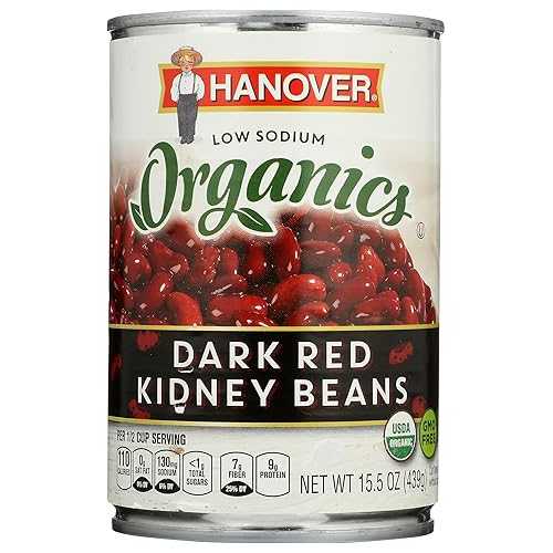 Hanover Organic Dark Red Kidney Beans, Low Sodium, Kosher, USDA Certified Organic, Non-GMO, 15.5 Ounce (Pack of 12)