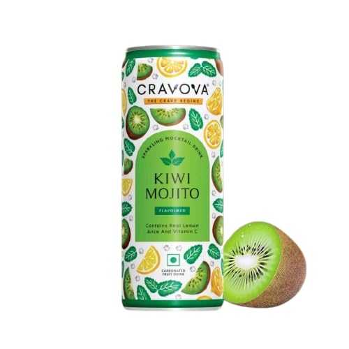 Shaan-E-Kitchen Cravova Mojito / Refreshing Mint Lime Mocktail / Non-Alcoholic Mocktail / Ready-to-Drink Beverage / Perfect for Parties \u0026 Gatherings / 12-Pack of 250ml Cans (Kiwi)