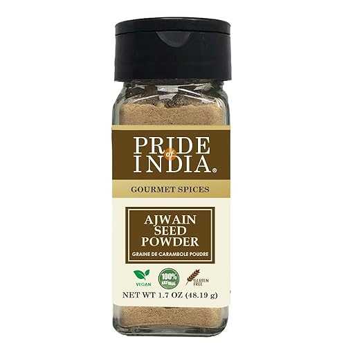 Pride of India - PACK of 6 - Ajwain Seed Powder Gourmet Indian Spice Made from Fresh Carom Seeds Rich インチ Nutrients Aromatic \u0026 Flavorful Easy to Use - 2.1 薬局衡オンス. Small Dual Sifter Bottle