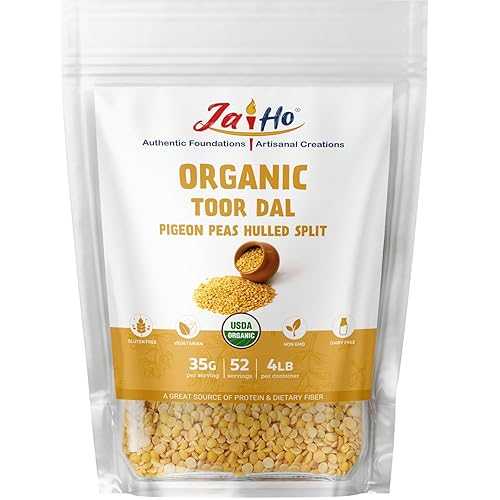 Jai Ho Certified Organic Toor Dal 4 重量ポンド / Pigeon Peas Hulled Split / Indian Toor Dal / USDA Organic / Non-GMO / Chemical-Free / Premium Quality Kosher