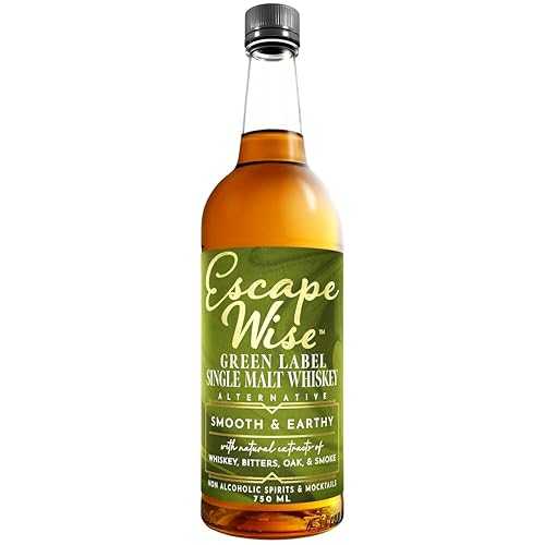 ESCAPE WISE Green Label Single Malt Whiskey Alternative / Non-Alcoholic / The World s Leading Developer of Non-Alcoholic Spirits, Liqueurs \u0026 Mocktails / 25.4 FL OZ (750 ML)