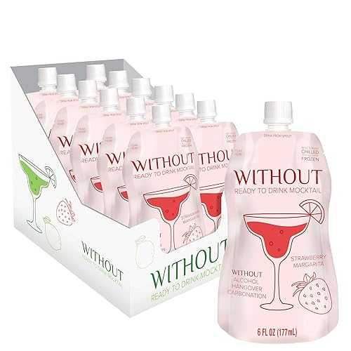WITHOUT READY TO DRINK MOCKTAIL WITHOUT Ready To Drink Strawberry Margarita Mocktail, Zero Proof, Non-Alcoholic, Mixer, Celebration, Party, Frozen or Chilled
