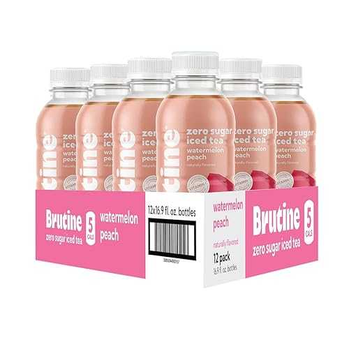 Brutine Watermelon Peach Zero Sugar Iced Tea, 16.9 fl 薬局衡オンス, 12 Pack, Naturally Flavored, Vitamin C