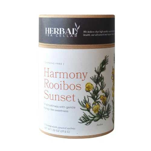 Herbal Tea Cellar Harmony Rooibos Sunset Premium Organic Rooibos \u0026 Honeybush Herbal Tea / Naturally Sweet, Caffeine-Free South African Red Bush Blend for Relaxation \u0026 Evening Wind Down / Eco-Friendly Pyramid Sachets インチ