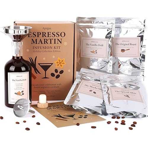 Apragaz Espresso Martini Gifts Kit, DIY Cocktail Infusion Kit with 4 Packs Espresso Martini Mix \u0026 Infusion Tool A Unique Gift for Women, Perfect for Christmas/Birthday/Weddings/Housewarmings