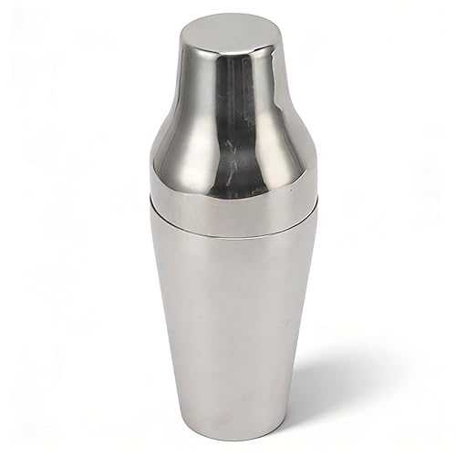 QWUUYEC Stainless Steel Drink Shaker, French Style 2 Section Martini Mixer, Dazzling Black - Durable Construction, Smooth Finish, Ideal for Bar and Home Use (Silver)
