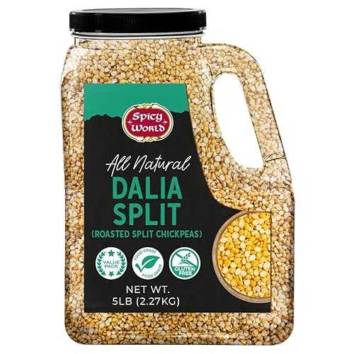 Spicy World Daliya Split (Roasted Split Chickpeas Dalia) 5 LB Bulk Jar - All Natural, Pure, For Chutneys, South Indian Cooking \u0026 More