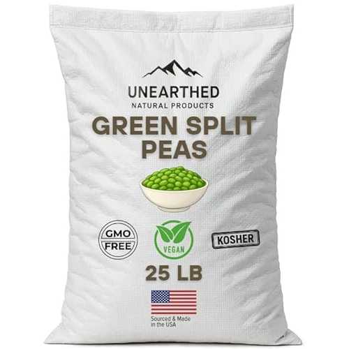 Unearthed Green Split Peas, 25 lbs Premium Plant-Based Pea Protein, Gluten-Free, Kosher, Non-GMO, Glyphosate-Free