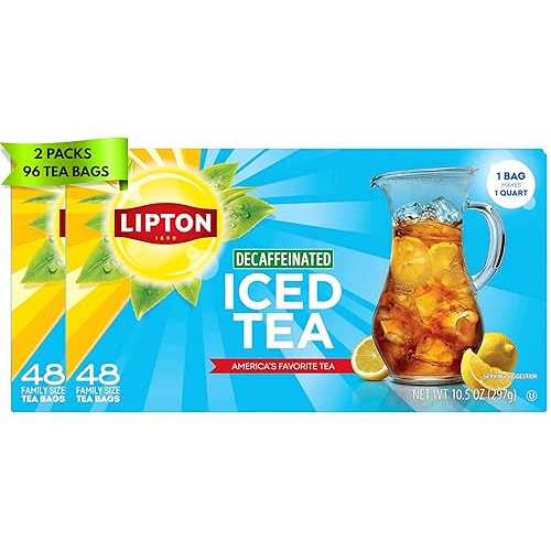 Lipton Decaf Black Iced Tea Bags, Family Size, Zero Calories, 48 Count (Pack of 2) 96 Total Tea Bags, Decaffeinated Iced Tea