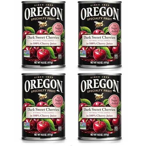 Generic Oregon Pitted Dark Sweet Canned Cherries インチ 100% Cherry Juice (Value Pack of 4) No Sugar Added, Kosher, Non GMO, Made インチ Oregon