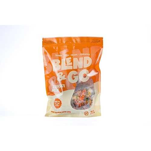 Blend \u0026 Go Frozen Fruit Mix Ready to Blend Smoothie Pack Fresh Cut Pre-Portioned Fruit No Sugar Added Tropical Flavor (Papaya Chia Celery Pineapple Bled (Sunset Mix))