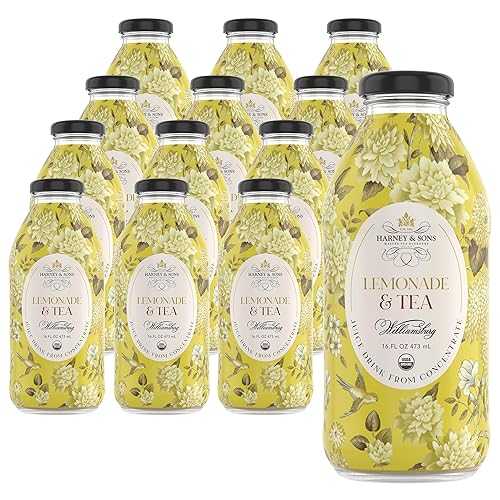 Harney \u0026 Sons Williamsburg Organic Lemonade and Tea Juice Drink, Glass Bottles, 16 fl 薬局衡オンス (Pack of 12)