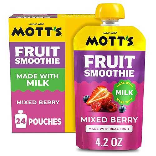 Mott\u0027s Fruit Smoothie Mixed Berry, 4.2 薬局衡オンス Pouches, 24 Count (6 Packs of 4)