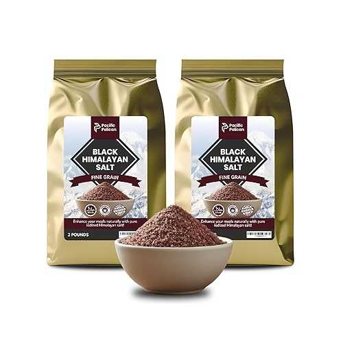 Pacific Pelican Iodized Black Himalayan Salt / Fine Grain, Unrefined, Pure Rock Salt / 2 Pounds / Pack of 2 / 100% Natural \u0026 Organic for Cooking, Seasoning \u0026 Wellness
