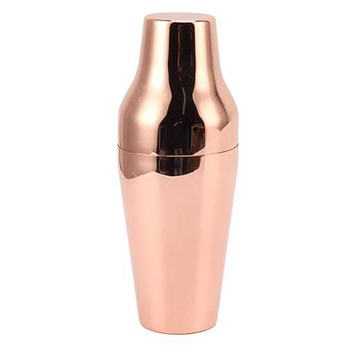ShanQuilyx Stainless Steel Cocktail Shaker, French Style Martini Mixer, 2-Section Drink Shaker for Parties, Camping, Picnics, Dishwasher Safe (Rose Gold)