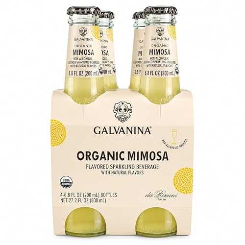 Galvanina Organic Mimosa Sparkling Beverage, Non-Alcoholic Italian Aperitif Drink, Organic Orange Citrus Sparkling Soda, Glass Bottles, 6.8 Fl Oz (Pack of 4)