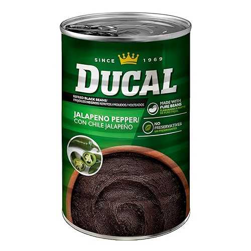 Ducal Refried Black Beans with Jalape・・o, 15 Oz (Pack of 24) - Instant Vegetarian Refried Black Beans, Non-GMO And Gluten-Free - Excellent Source インチ Protein And Iron, Cholesterol Free Goya Ducal Refried Black Beans w