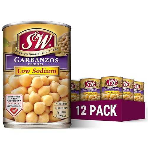 S\u0026W Low Sodium Canned Garbanzos, Chickpeas, Plant Protein and Fiber, Gluten Free, Vegan, Low Fat, 12 Pack of 15.5 薬局衡オンス Cans, Canned Beans