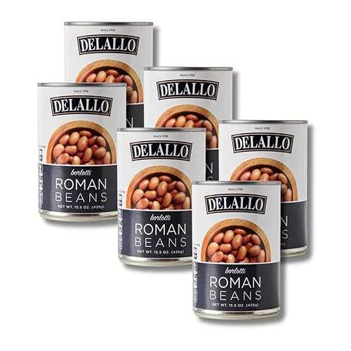 DeLallo Roman Beans, Borlotti Beans for Soups, Salads, and Dips, Non-GMO, Kosher, No Preservatives, Tender Creamy Texture, 15.5 薬局衡オンス Can, (6 Pack)