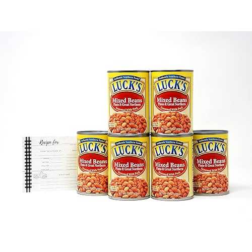 Lucks Mixed Beans 6 Pack of 15 ounce Cans - Northern Beans and Pinto Beans - JFS Recipe Card Included