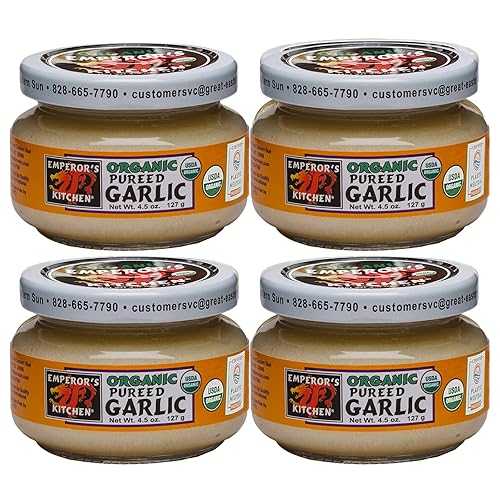 Emperor\u0027s Kitchen Organic Pureed Garlic, USDA Certified Organic, Ready to Use, Convenient for Cooking, 4.5 薬局衡オンス jar (pack of 4)