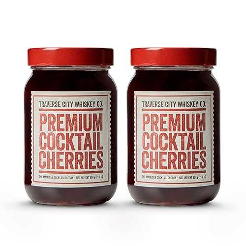 Traverse City Whiskey Co. Premium Cocktail Cherries (21.2薬局衡オンス/600g) Pack of 2 / Cocktails \u0026 Desserts / All American, Natural, Certified Kosher, Stemless, Slow-Cooked Garnish for Old Fashioned, Ice Cream Sundaes \u0026 More