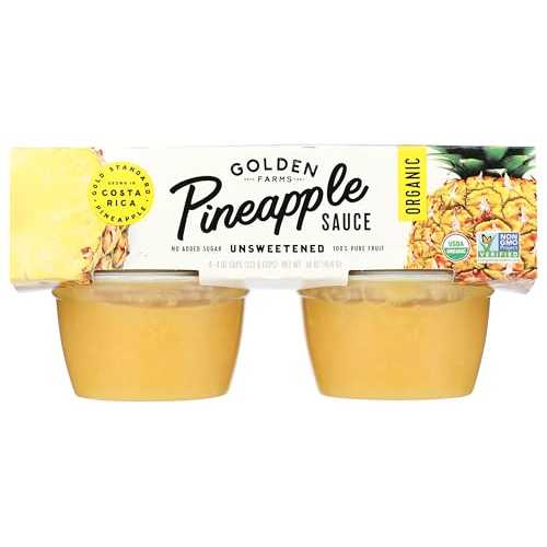 Golden Farms Pineapple Cups, Single Ingredient Healthy Snacks (Pack of 4), 100% Pure Fruit, No Added Sugar, Vegan, Gluten-Free, Kosher, Organic 4薬局衡オンス Fruit Cups