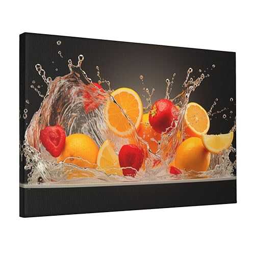 Chexin Strawberries And Oranges Pictures For Kitchen Canvas Wall Art Vibrant Fruits Wall Art For Dining Room Living Room Bedroom Bathroom Office Home Decor12x18インチ