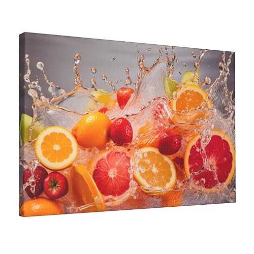 Chexin Strawberries And Oranges Pictures For Kitchen Canvas Wall Art Vibrant Fruits Wall Art For Dining Room Living Room Bedroom Bathroom Office Home Decor12x18インチ