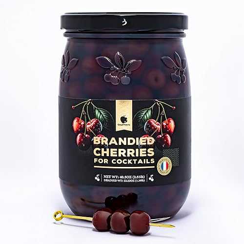 Gourmanity Brandied Cocktail Cherries, French Morello Cherries インチ Kirsch Brandy, for Cocktails and Desserts Kosher, Product of France 2.5重量ポンド (40.56薬局衡オンス)
