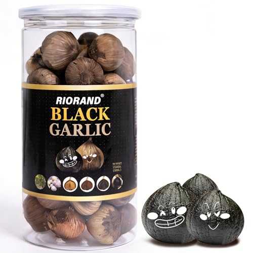 RioRand Black Garlic Whole Black Garlic Fermented for 90 Days Non-Additives Ready to Eat for Snack Healthy Recipes (17.64 Oz/500g)