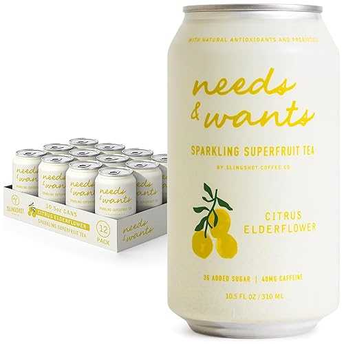 SLINGSHOT COFFEE Needs \u0026 Wants Sparkling Tea - Citrus Elderflower, 10.5薬局衡オンス Cans (12 Pack) / Organic Superfruit Tea with Cascara, Elderflower \u0026 Citrus, Lightly Sweet with Bright Floral Aroma and Clean, Crisp Finish