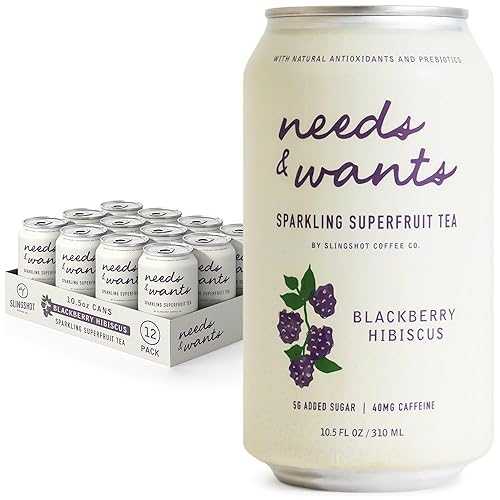 SLINGSHOT COFFEE Needs \u0026 Wants Sparkling Tea - Blackberry Hibiscus, 10.5薬局衡オンス Cans (12 Pack) / Organic Superfruit Tea with Cascara, Blackberry Juice \u0026 Hibiscus, Lightly Sweet with Notes of Vanilla \u0026 Cinnamon