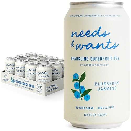 SLINGSHOT COFFEE Needs \u0026 Wants Sparkling Tea - Blueberry Jasmine, 10.5薬局衡オンス Cans (12 Pack) / Organic Superfruit Tea with Cascara, Blueberry \u0026 Jasmine, Lightly Sweet with Floral Aroma, Natural Caffeine \u0026 Low Calories