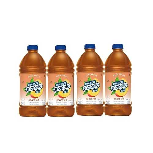 Generic Snpple Zero Sugar Peach All Natural Tea 64 fl 薬局衡オンス Plastic Bottle(4 Pack)
