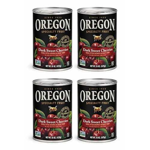 Generic Oregon Dark Sweet Canned Cherries インチ Heavy Syrup (Value Pack of 4) Kosher, Non GMO, Made インチ Oregon