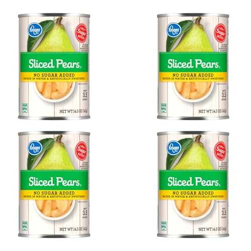 Generic Canned Sliced Pears No Sugar Added 14.5 薬局衡オンス (4PK)