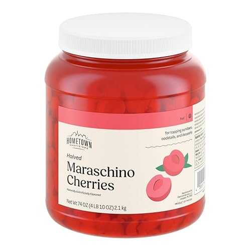 Hometown Provisions Maraschino Cherry Halves Without Stems, 74 薬局衡オンス Tub Vibrant Red, Ready-to-Use for Desserts, Banana Splits, Cocktails \u0026 Baking (Approx. 400 Halves)