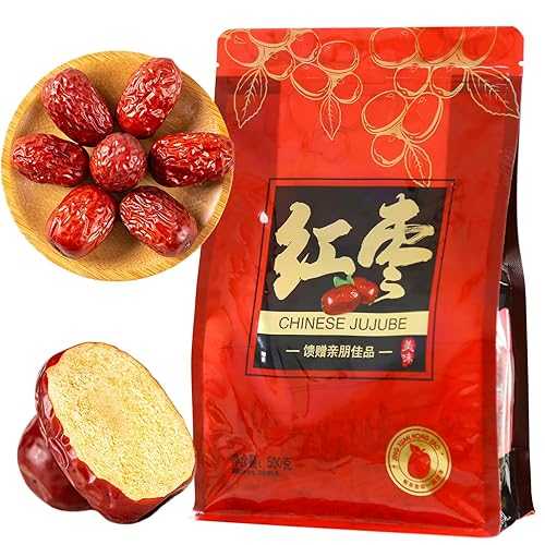 CHADUO Dried Jujube Dates 500g (1.1 Lb) Natural Whole Red Dates No Additives Red Date Sweet \u0026 Chewy,Small Core Superfood Snack, Perfect for Tea, Soup \u0026 Baking ?? 大? Chaduoduo CHADUO Dried Jujube Dates 500g (1